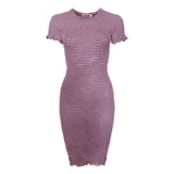 WOBBLE BABY TEE DRESS - LILAC/BURGUNDY STRIPE (BACK IN STOCK)