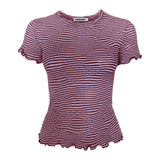 WOBBLE BABY TEE - LILAC/BURGUNDY STRIPE
