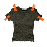 WOBBLE BABY TEE - OLIVE/NAVY STRIPE