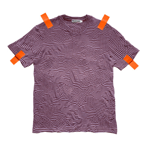 WOBBLE UNISEX T-SHIRT - LILAC/BURGUNDY STRIPE (BACK IN STOCK)