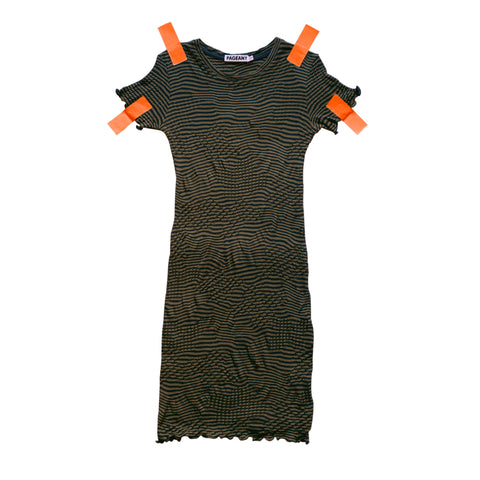 WOBBLE BABY TEE DRESS - OLIVE/NAVY STRIPE (BACK IN STOCK)