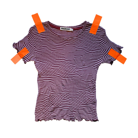 WOBBLE BABY TEE - LILAC/BURGUNDY STRIPE